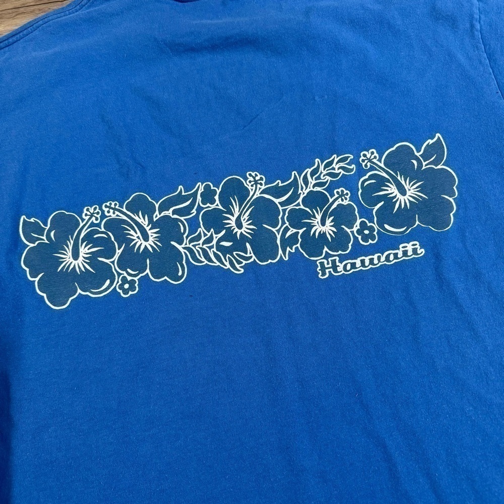 Blue Hawaii soft boy layered polo collar t shirt surf Hawaii men’s L Hanes - Picture 5 of 6